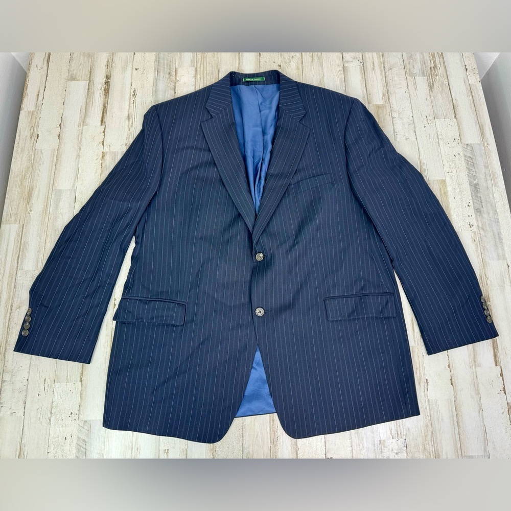 Lauren Ralph Lauren Blazer Jacket Men's 48R Blue Classic Pinstriped